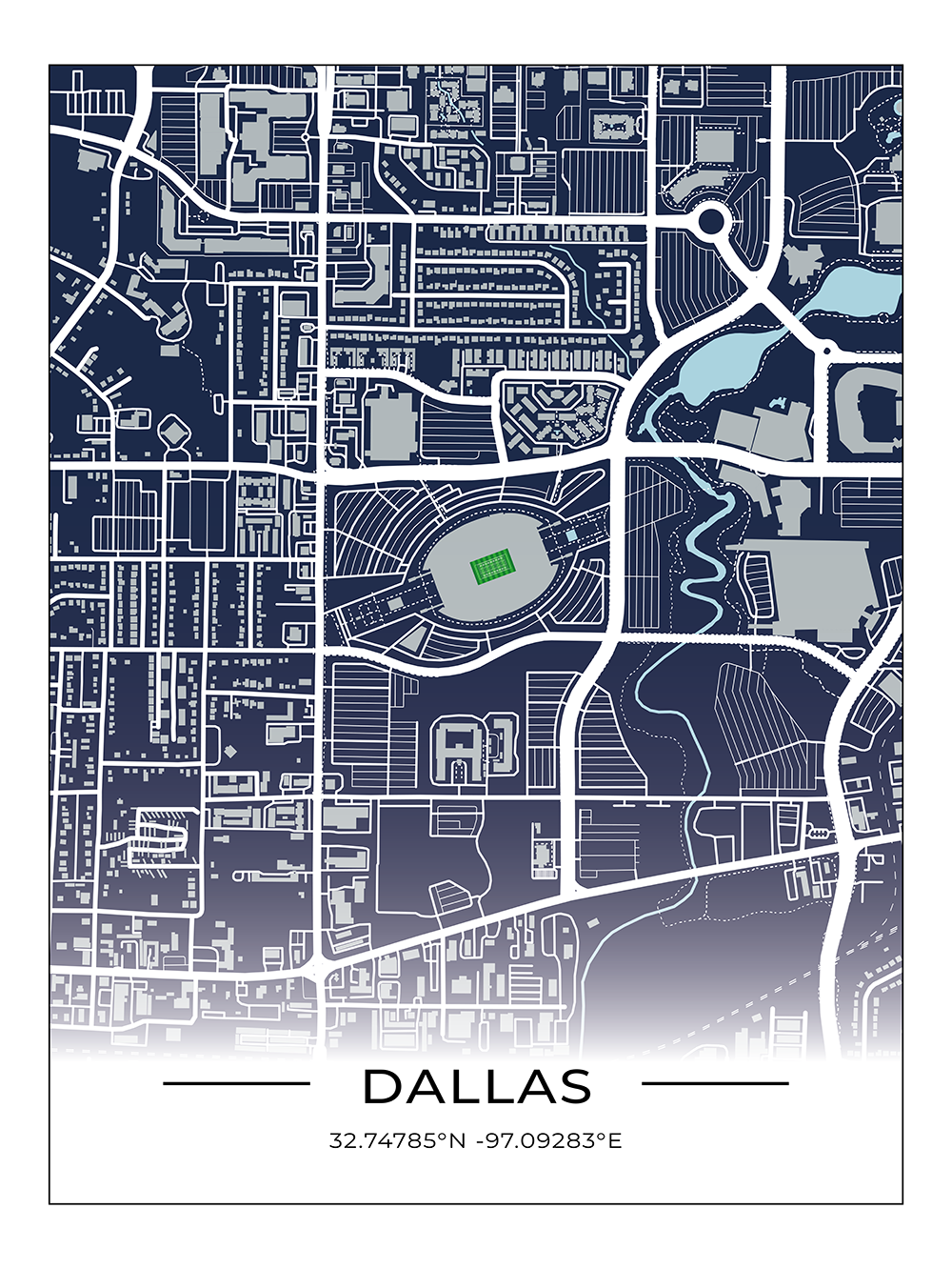 Football Stadion Map Poster Dallas