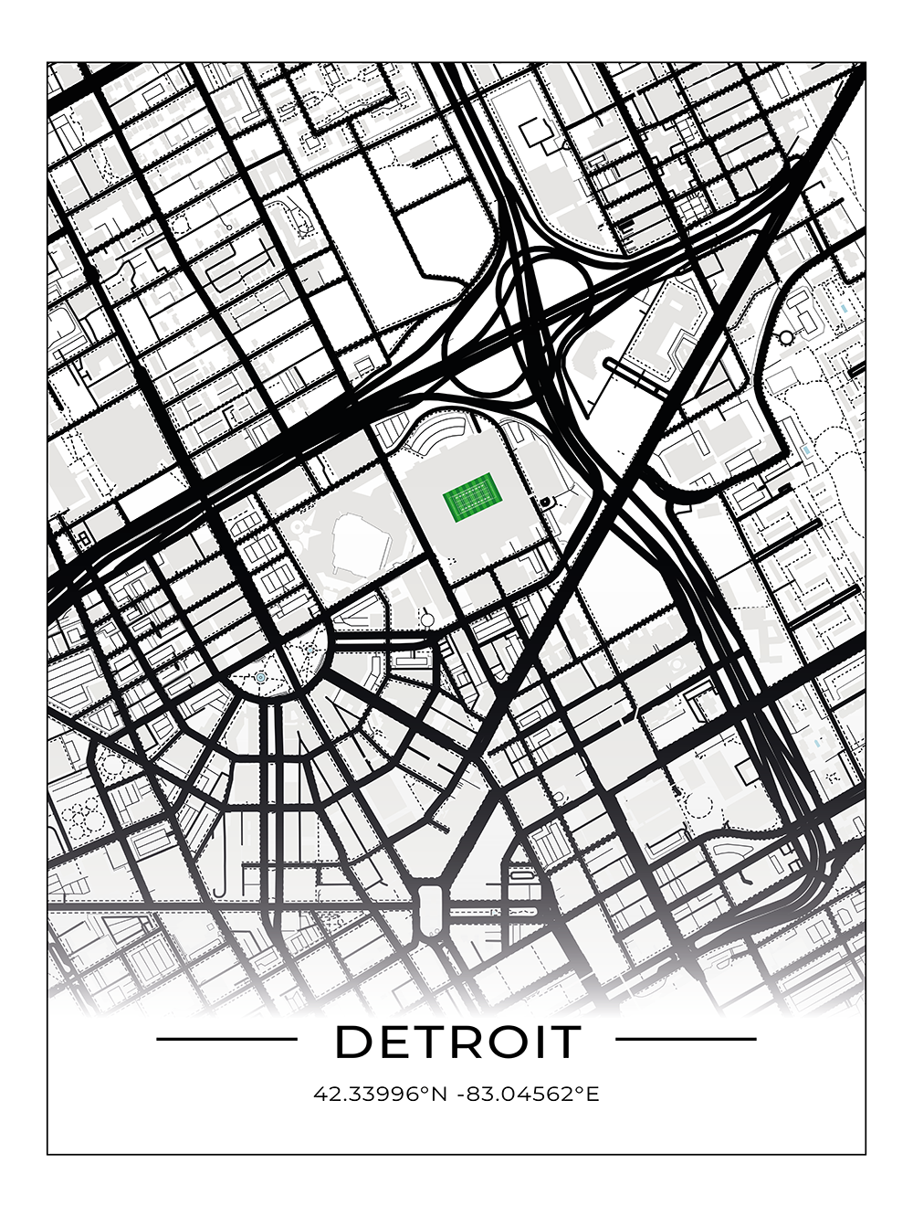 Football Stadion Map Poster Detroit