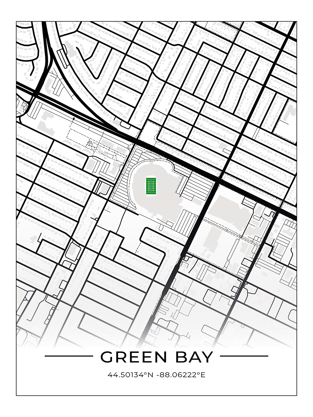 Football Stadion Map Poster Green Bay