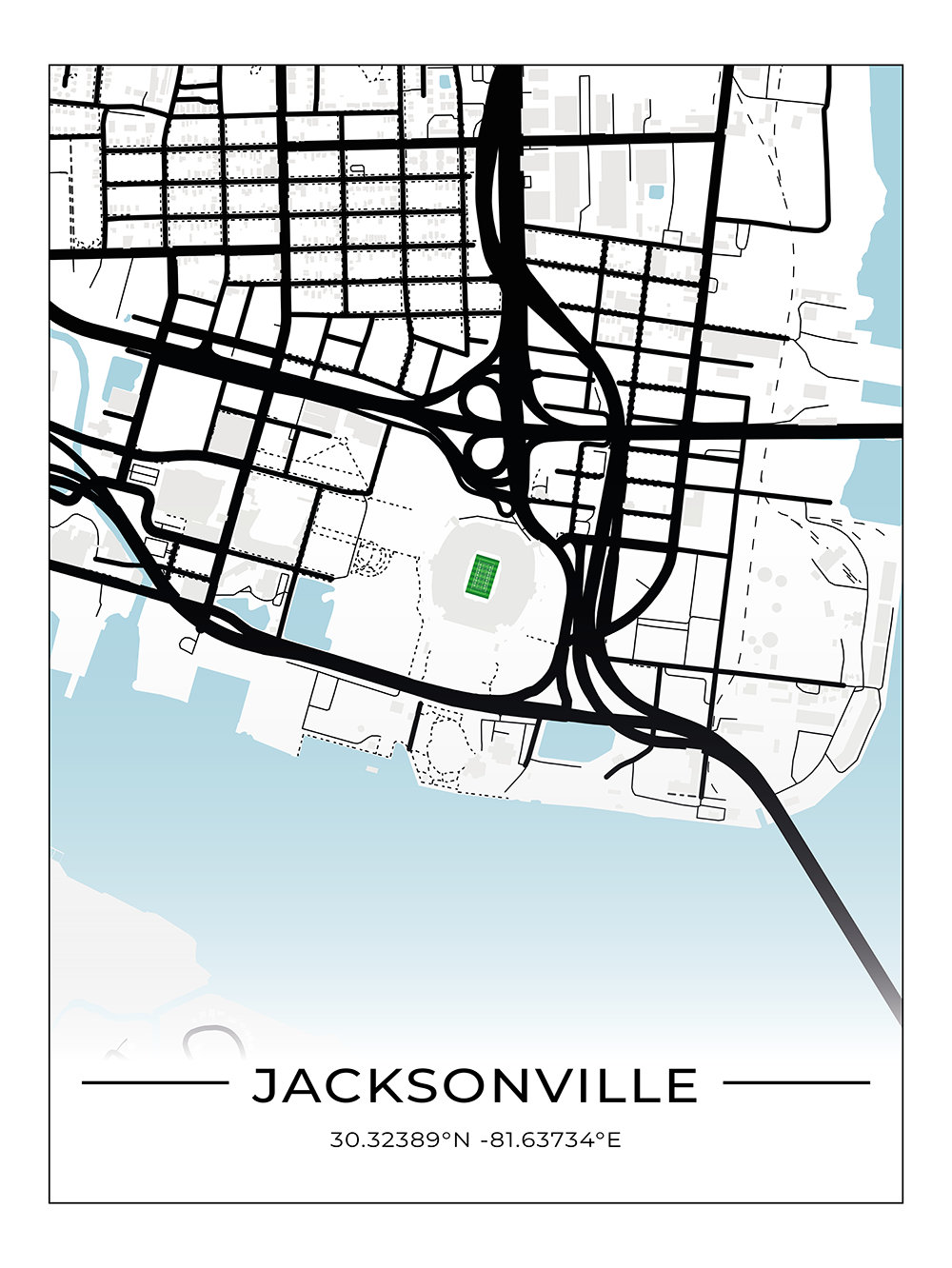 Football Stadion Map Poster Jacksonville