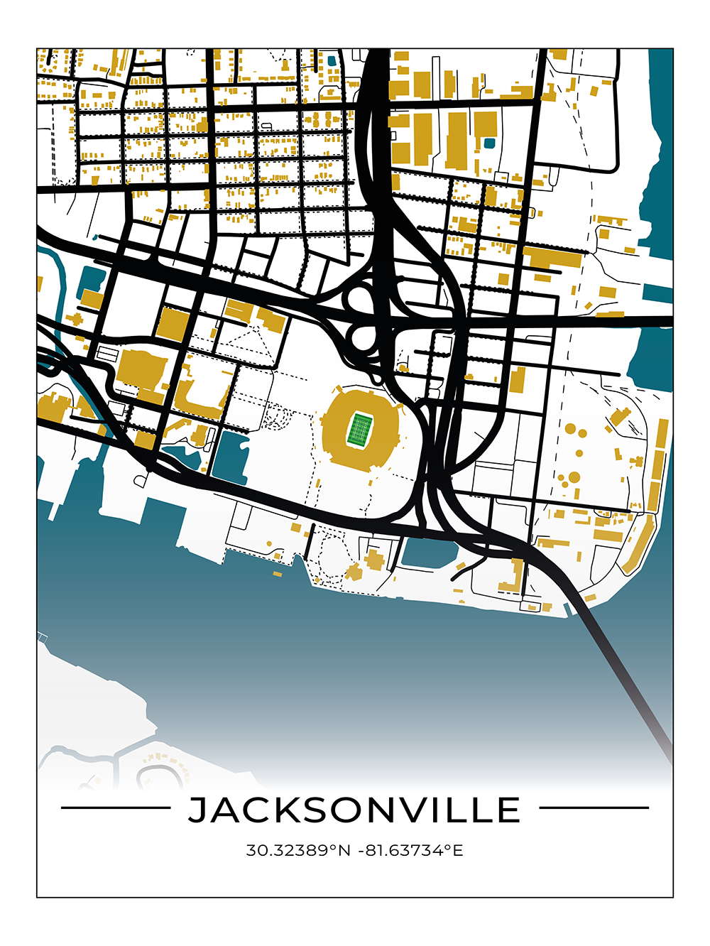 Football Stadion Map Poster Jacksonville