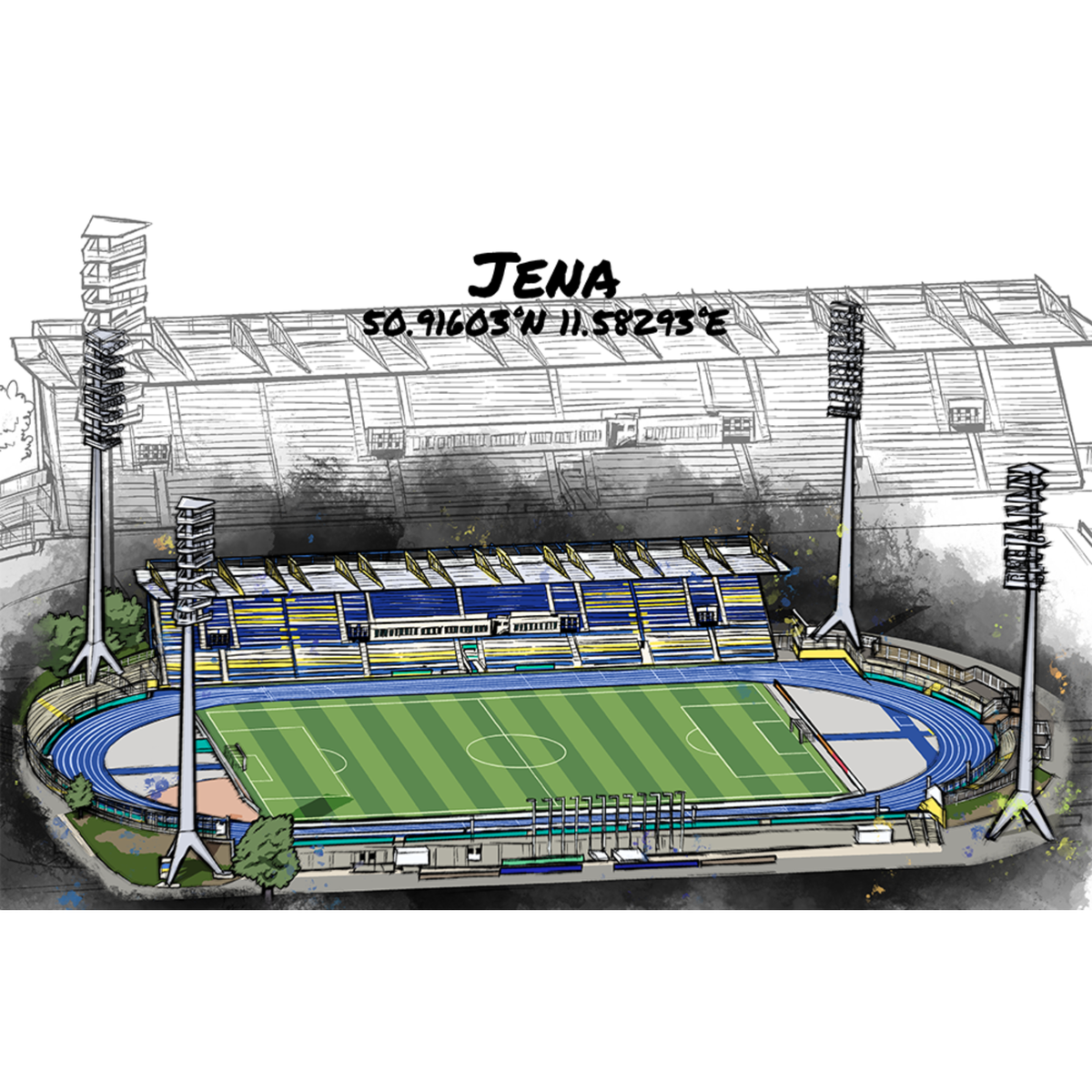 Stadion Poster Jena Art Print - Altes Stadion