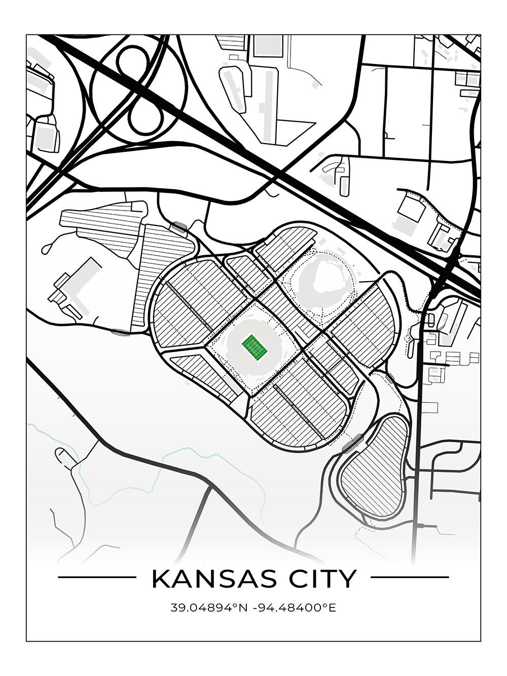 Football Stadion Map Poster Kansas City