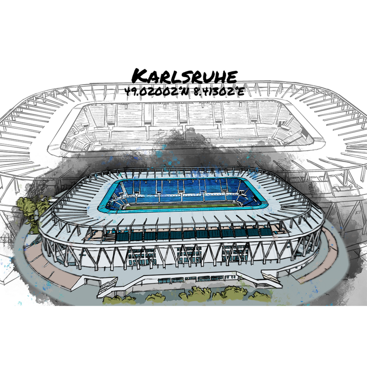 Stadion Poster Karlsruhe Art Print