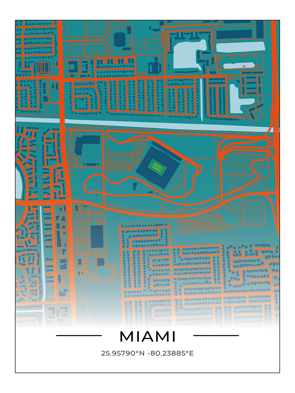 Football Stadion Map Poster Miami