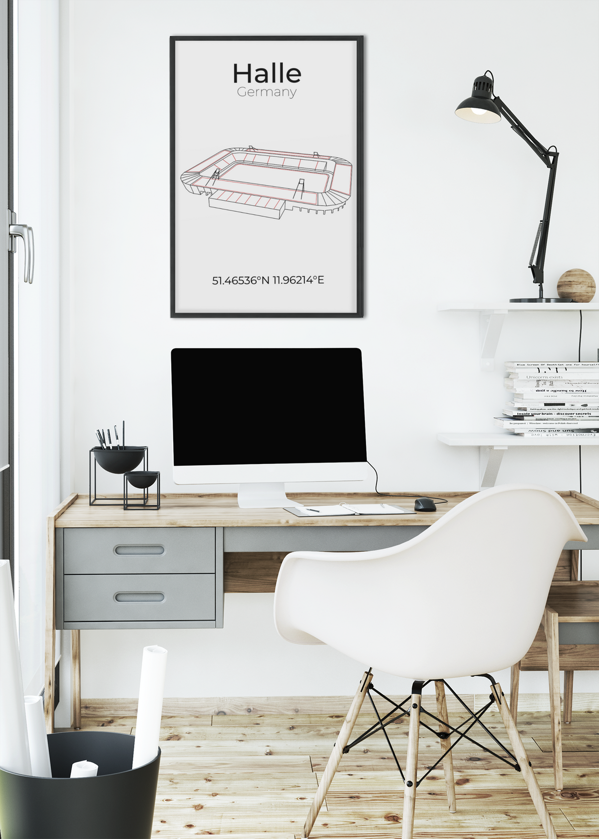 Stadion Poster Halle, Line Art Print
