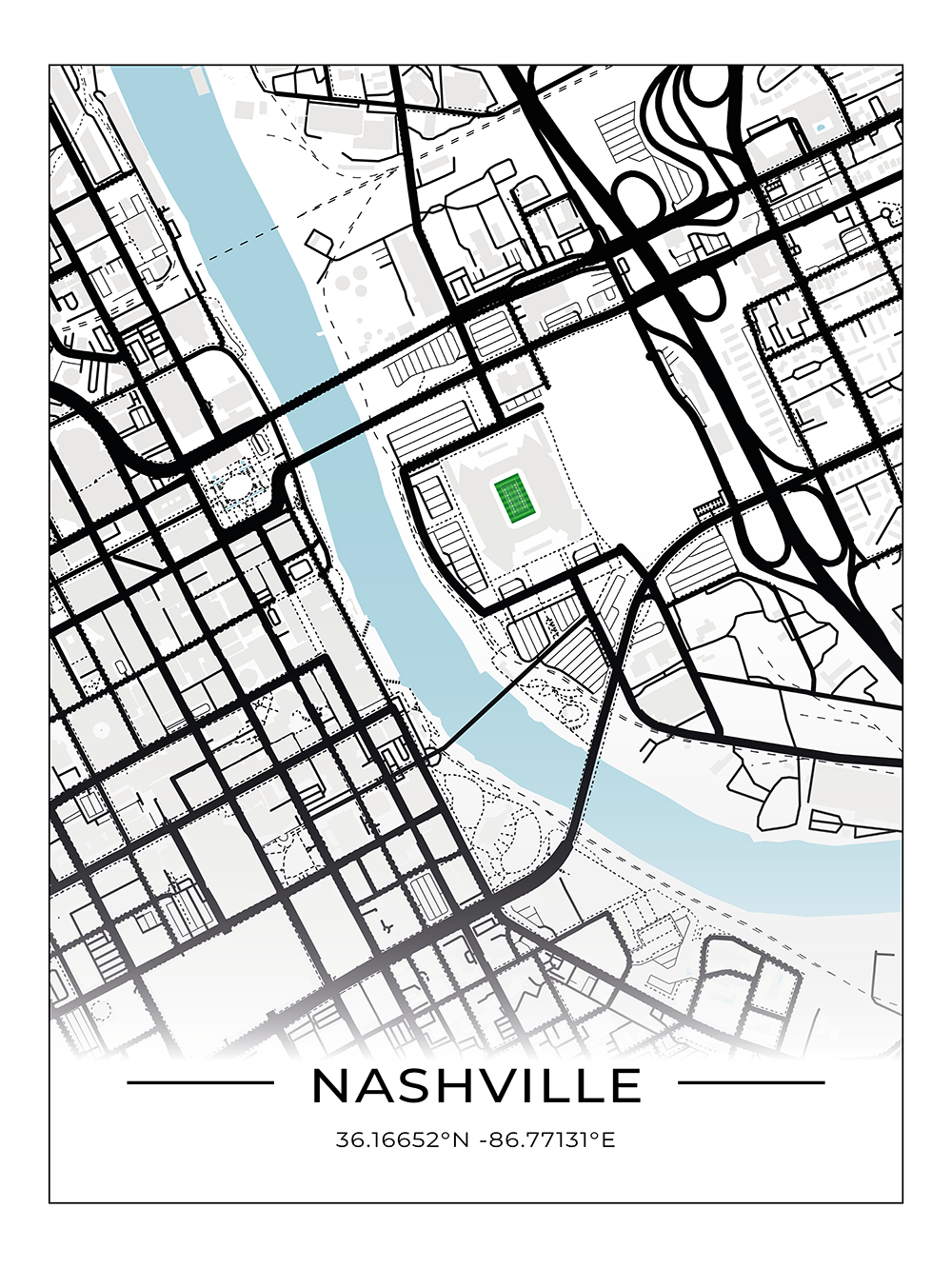 Football Stadion Map Poster Nashville