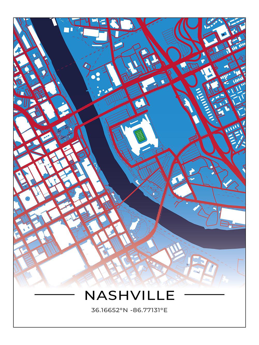 Football Stadion Map Poster Nashville