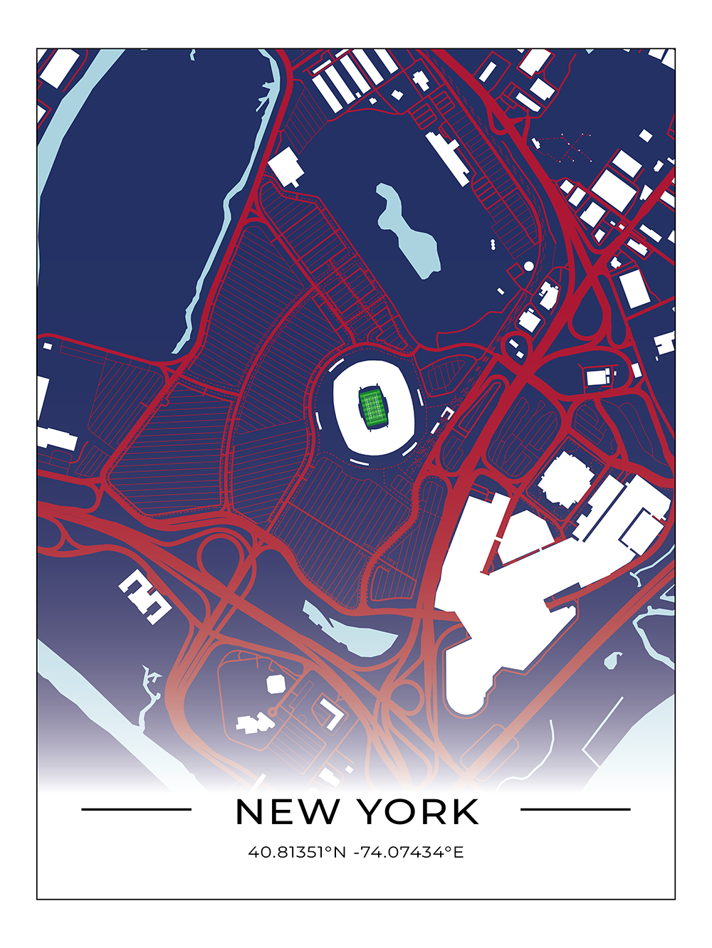 Football Stadion Map Poster New York