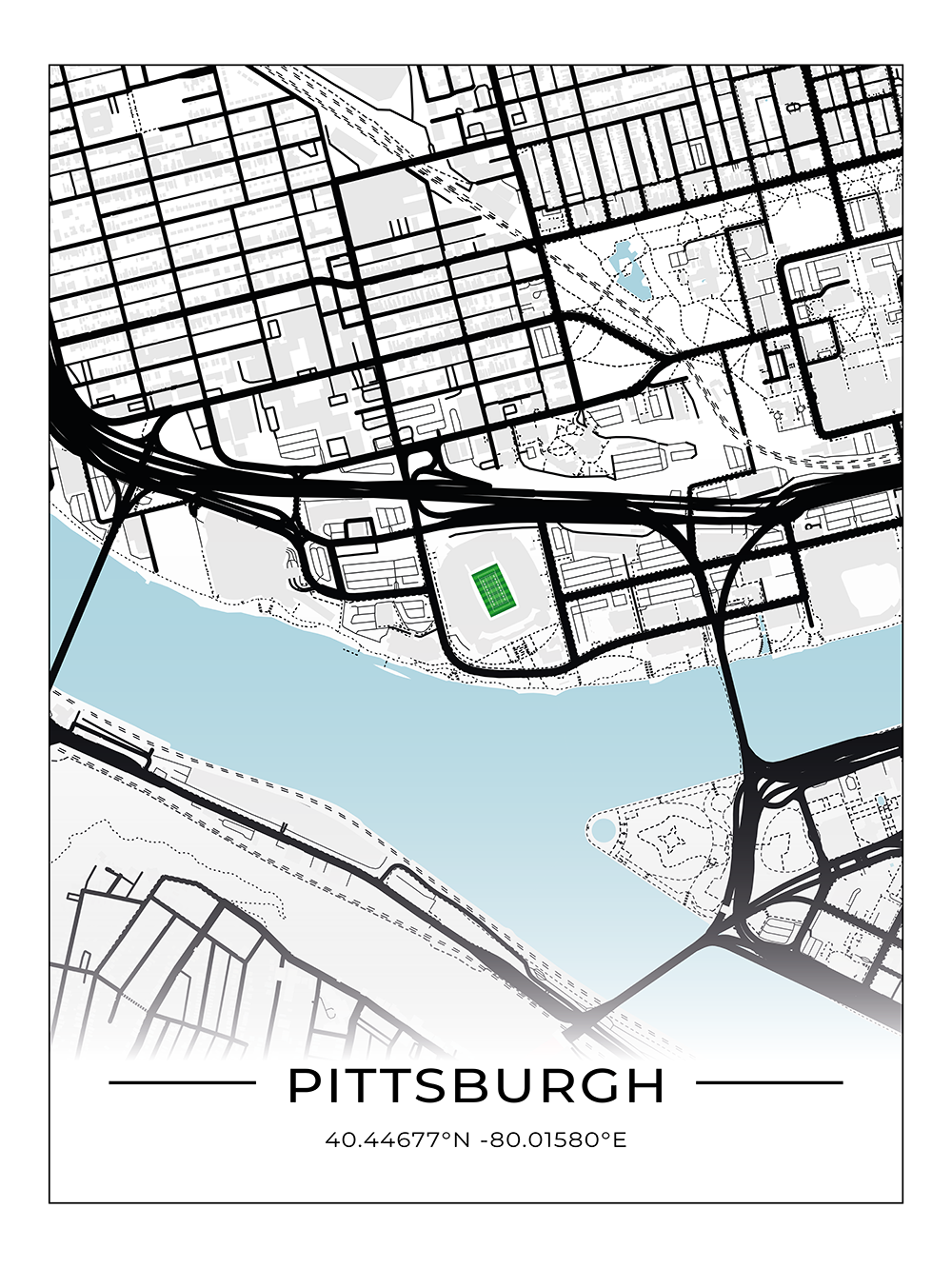 Football Stadion Map Poster Pittsburgh