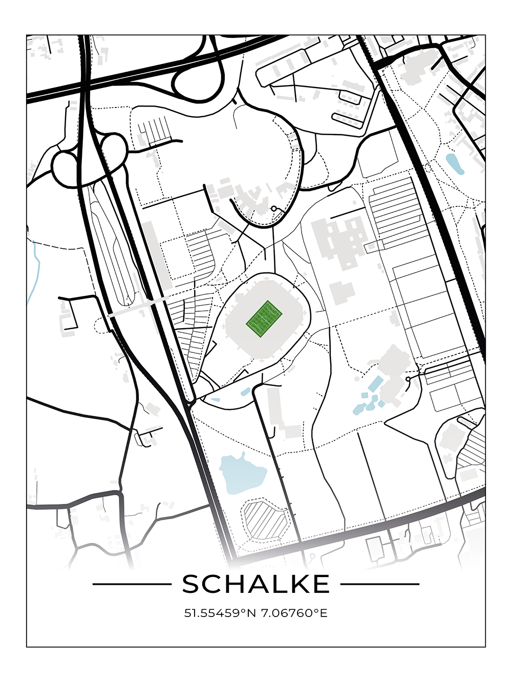 Stadion Poster Gelsenkirchen, Fußball Karte Schalke, Fußball Poster