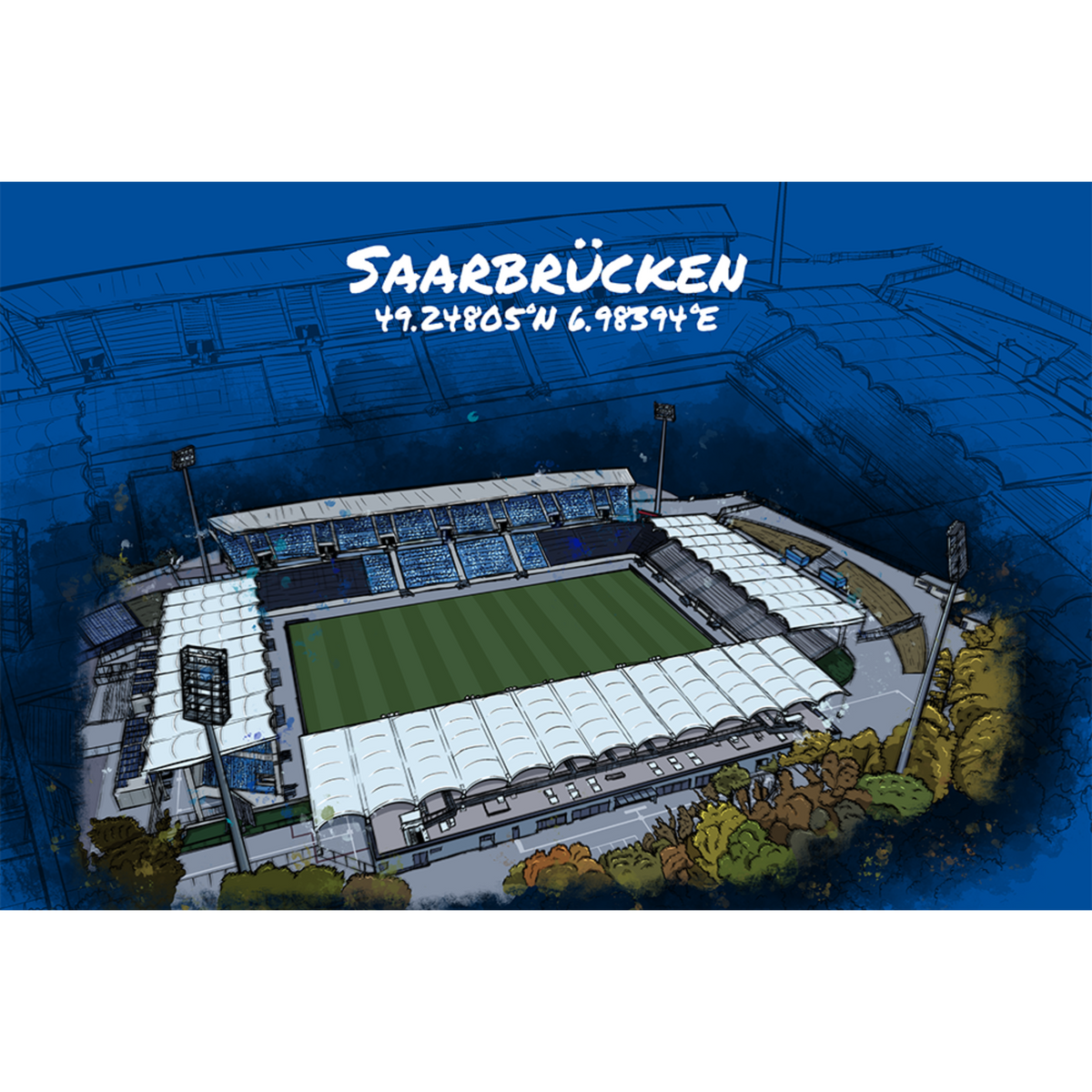 Stadion Poster Saarbrücken Art Print