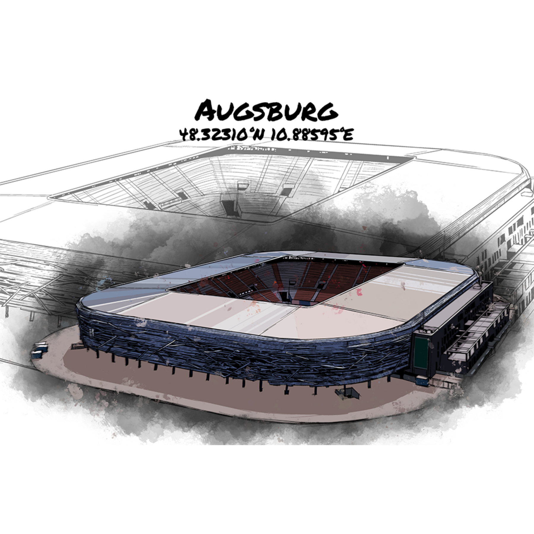 Stadion Poster Augsburg Art Print