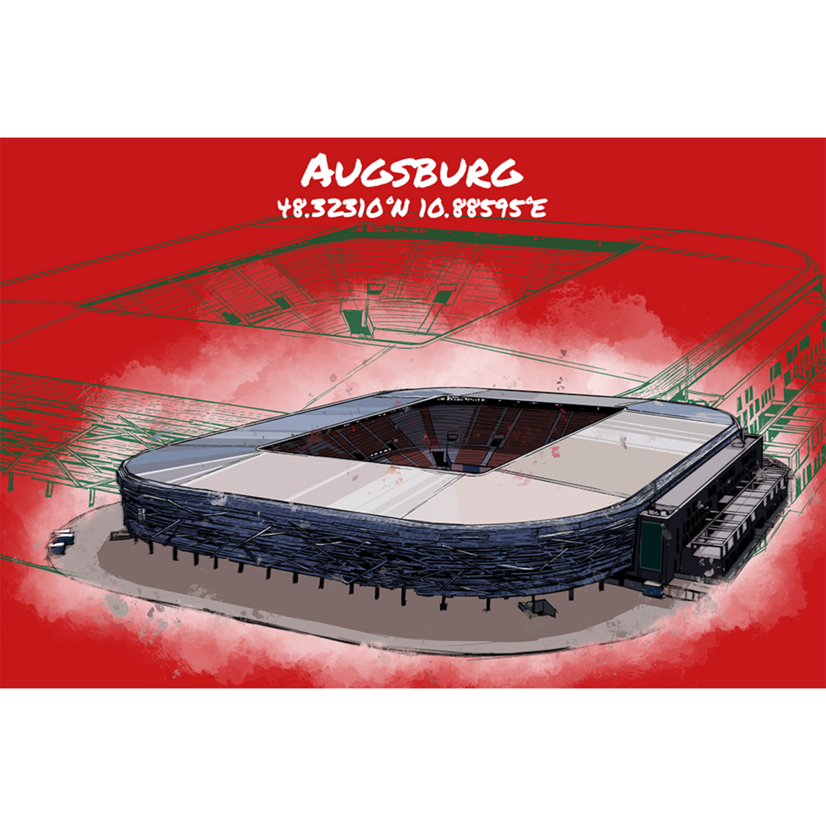 Stadion Poster Augsburg Art Print