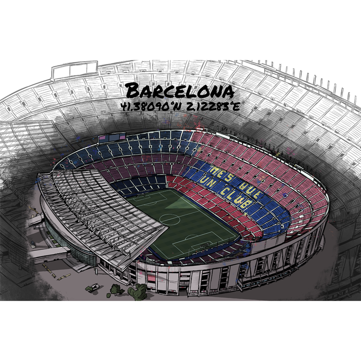 Stadion Poster Barcelona Art Print - Vor Umbau