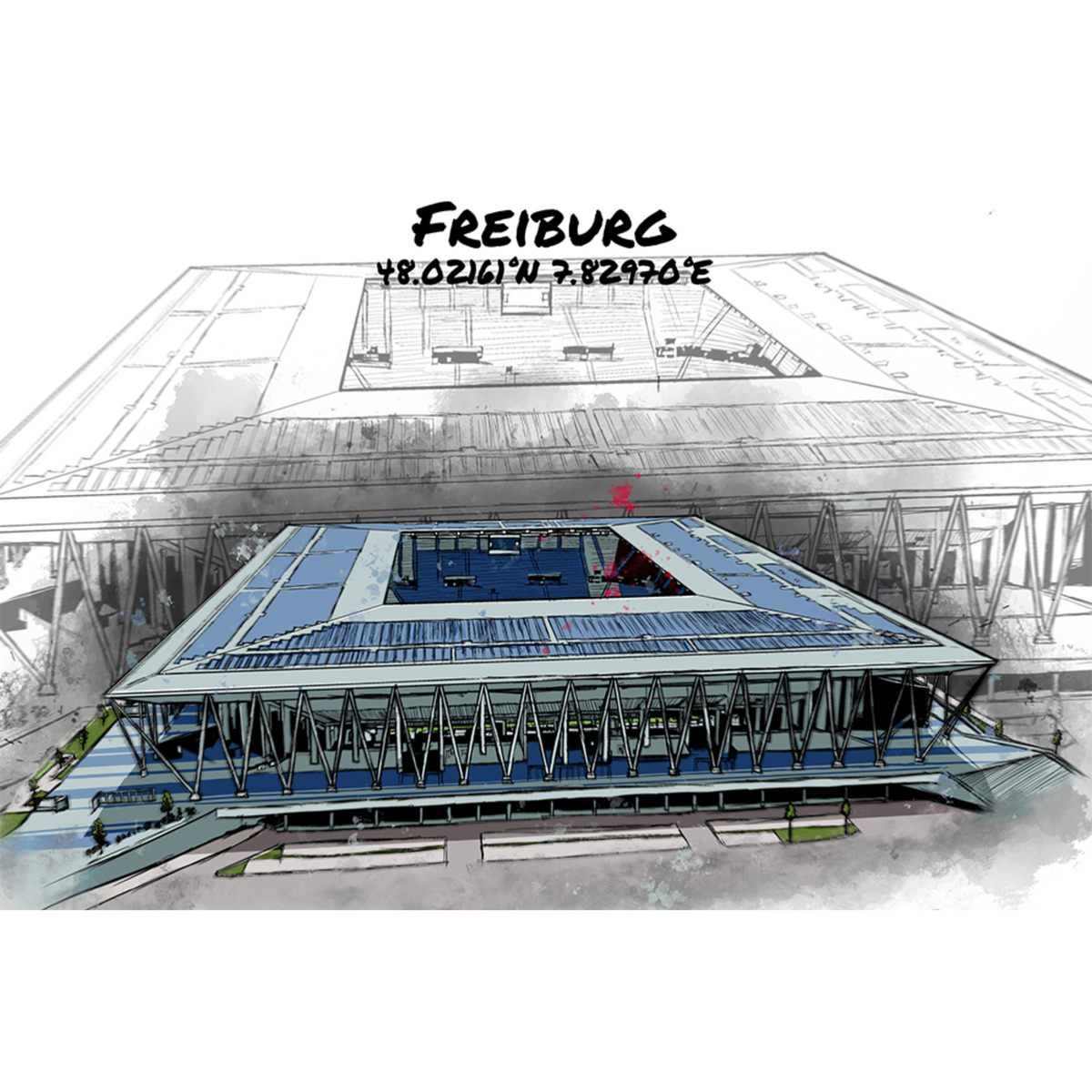 Stadion Poster Freiburg Art Print