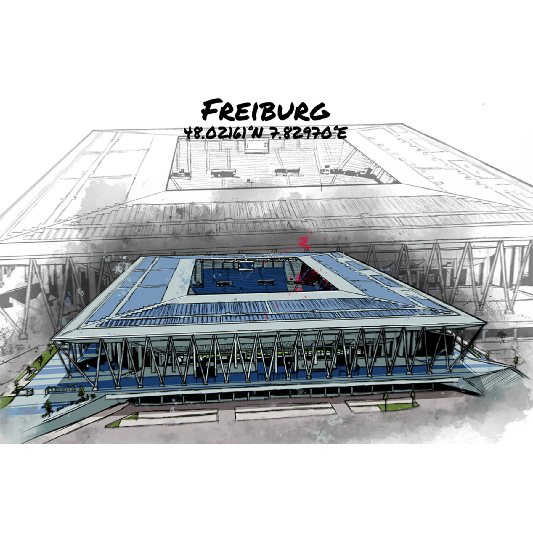 Stadion Poster Freiburg Art Print