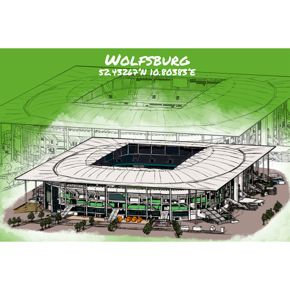 Stadion Poster Wolfsburg Art Print