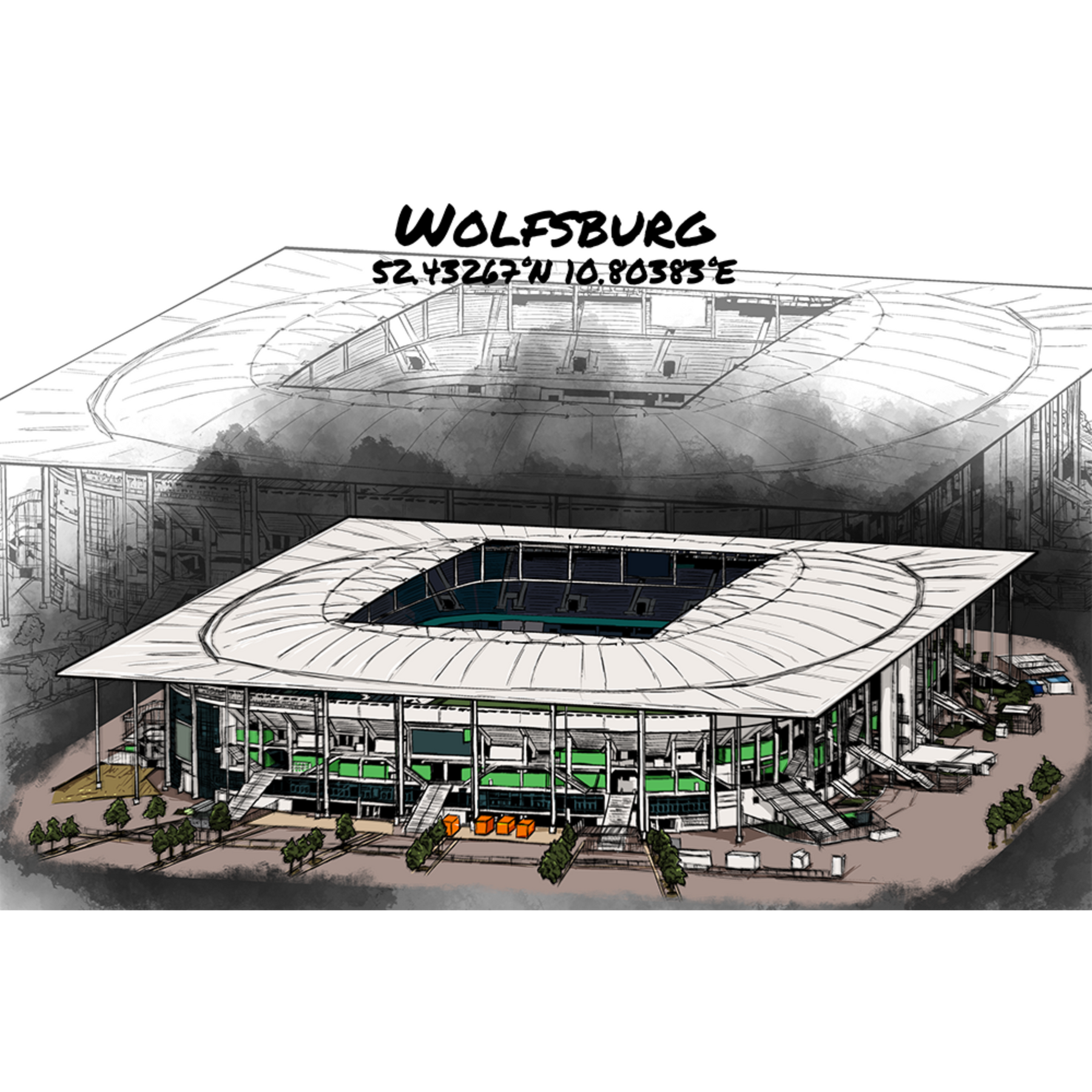 Stadion Poster Wolfsburg Art Print