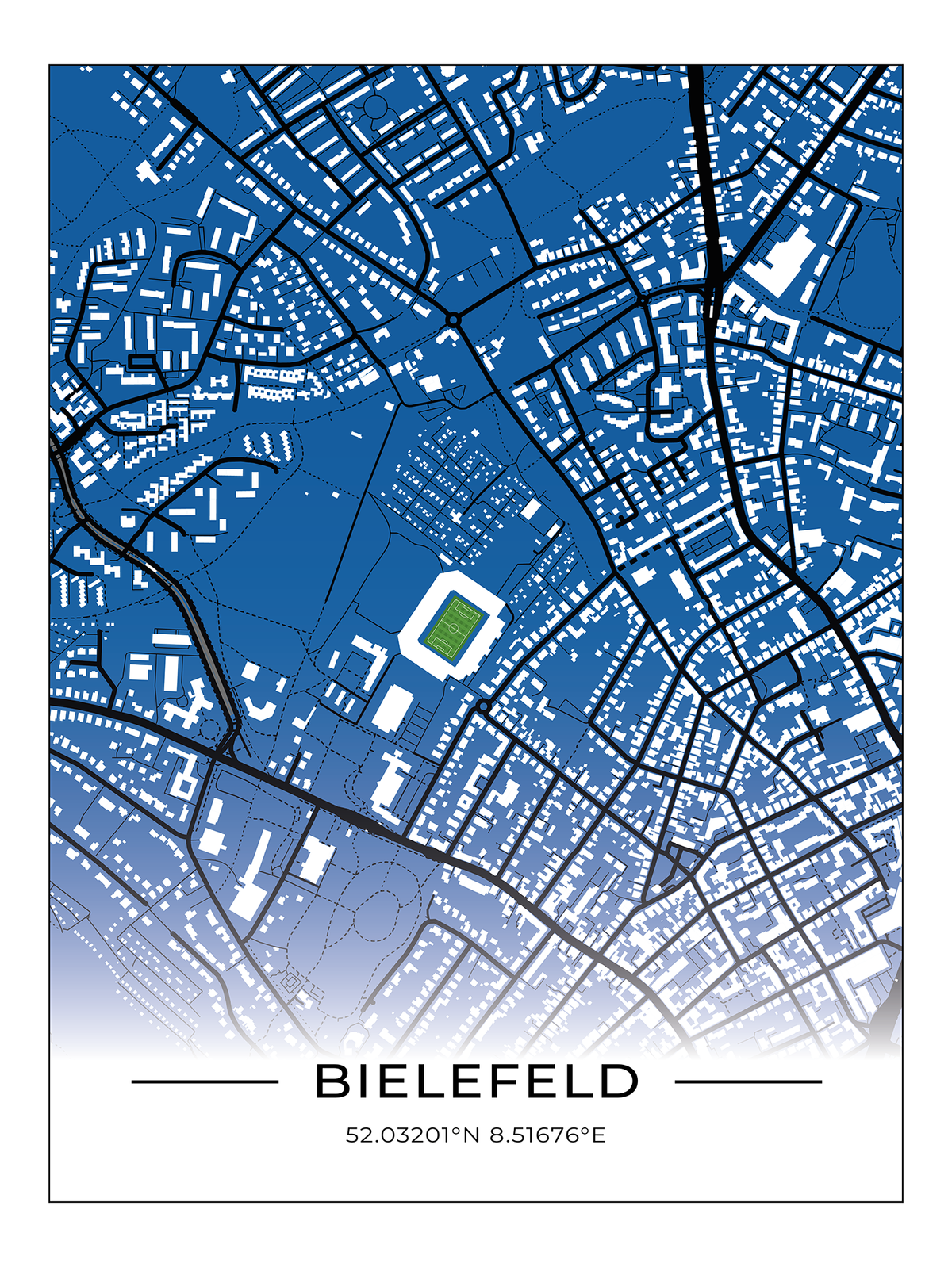 Stadion Poster Bielefeld, Fußball Karte, Fußball Poster