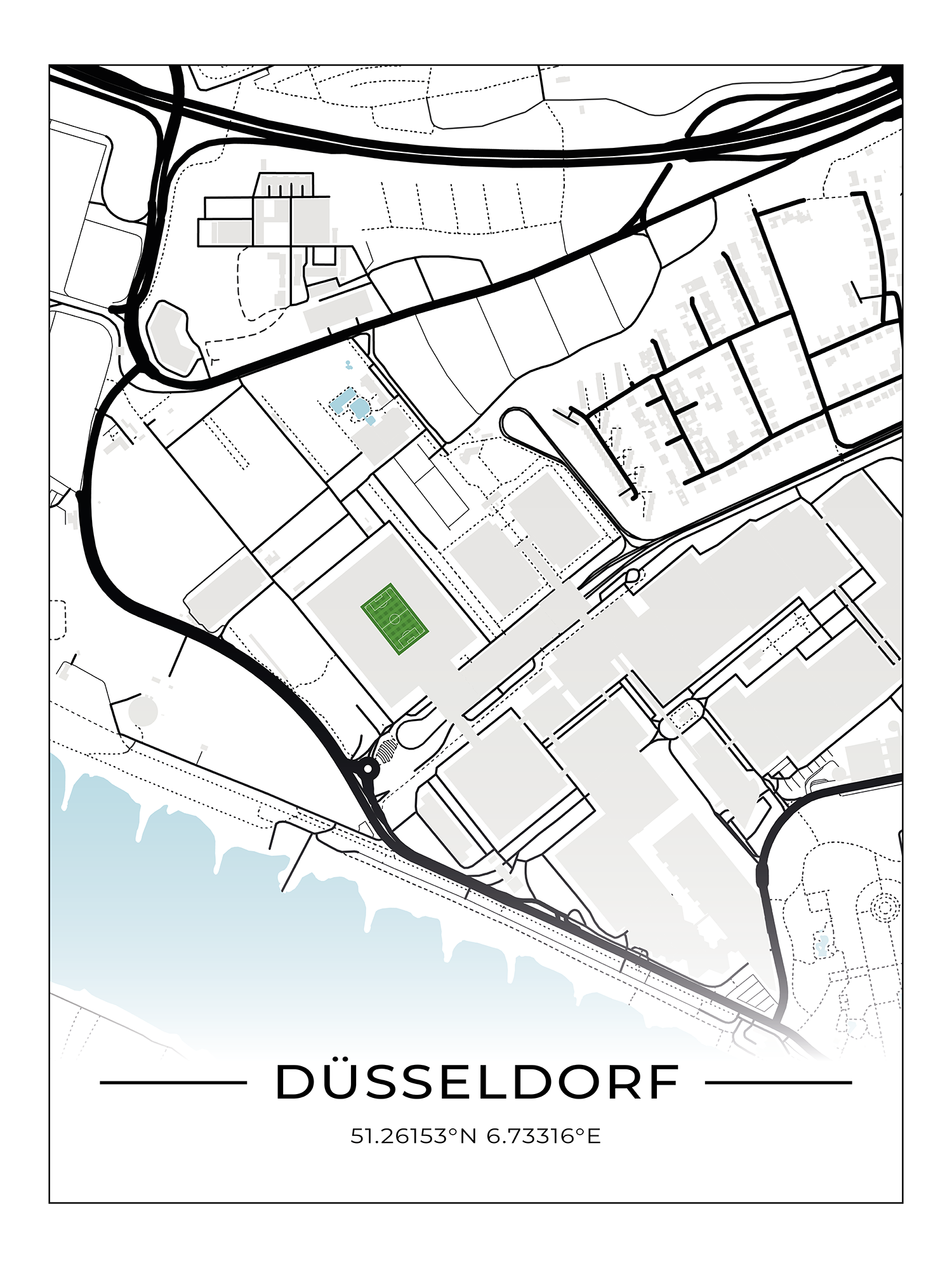 Stadion Poster Düsseldorf, Fußball Karte, Fußball Poster