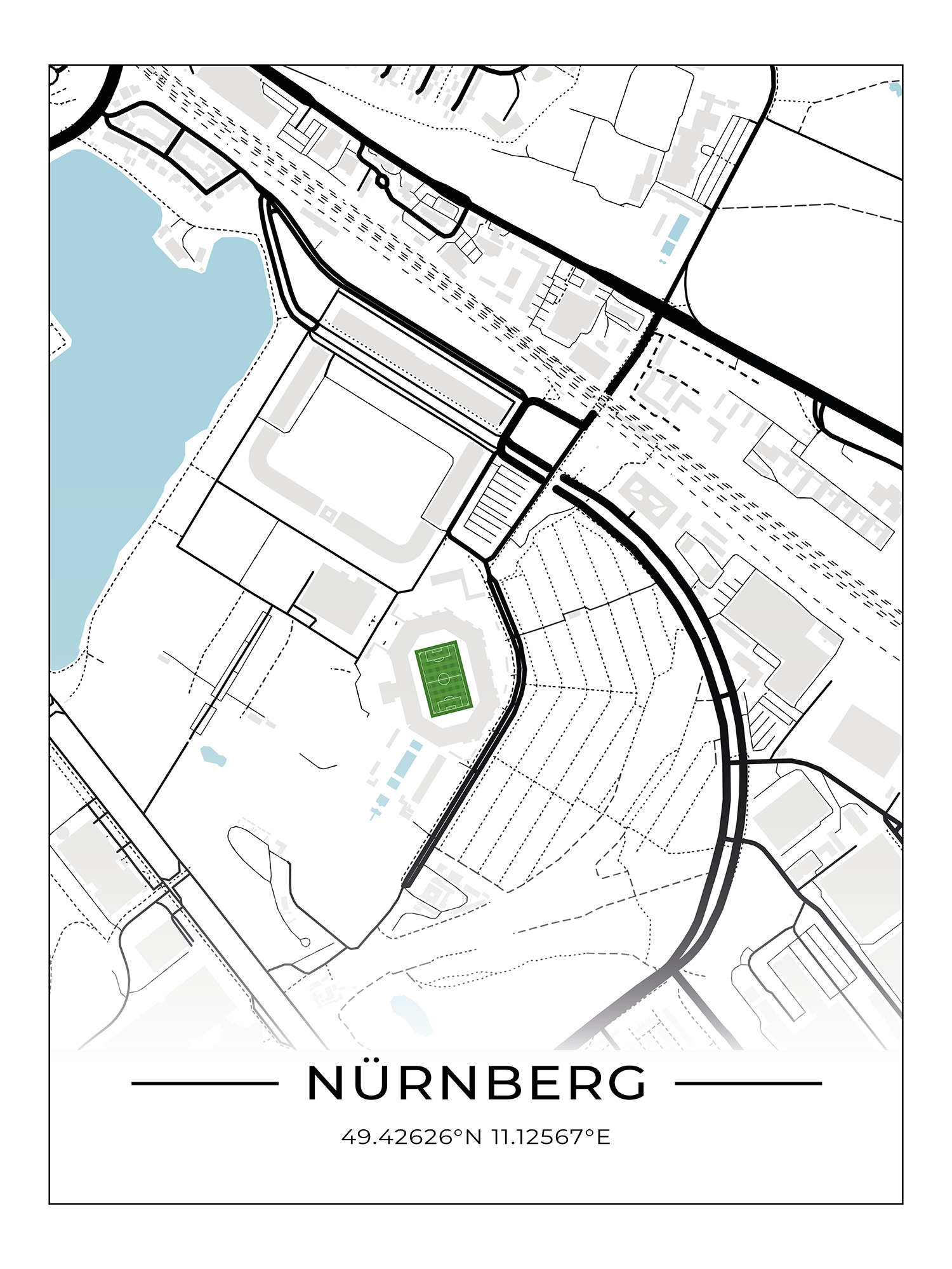 Stadion Poster Nürnberg, Fußball Karte, Fußball Poster