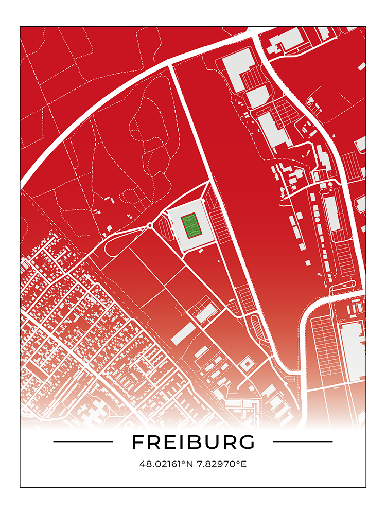 Stadion Poster Freiburg, Fußball Karte, Fußball Poster