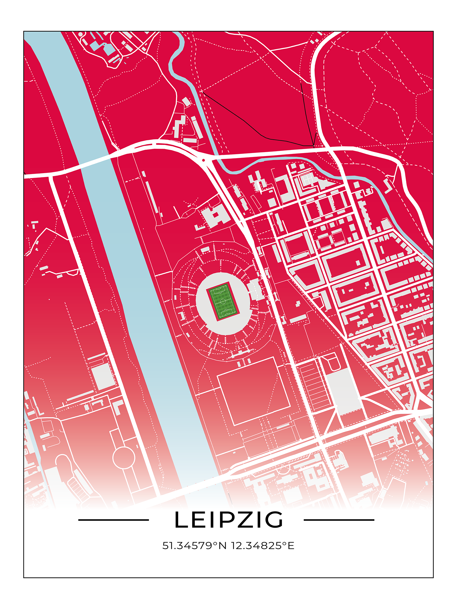 Stadion Poster Leipzig, Fußball Karte, Fußball Poster