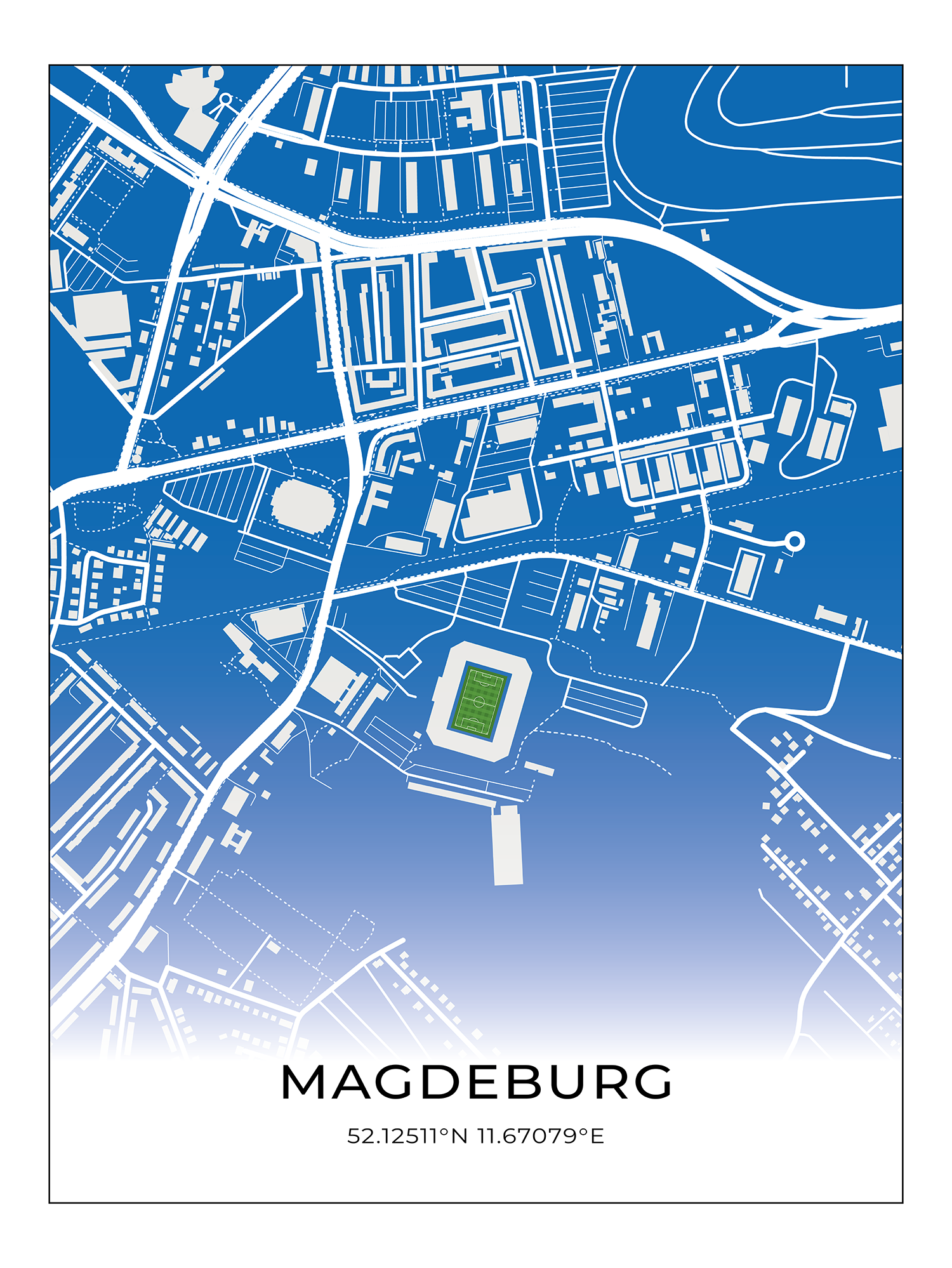 Stadion Poster Magdeburg, Fußball Karte, Fußball Poster