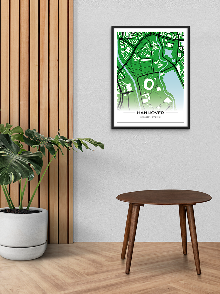 Stadion Poster Hannover, Fußball Karte, Fußball Poster