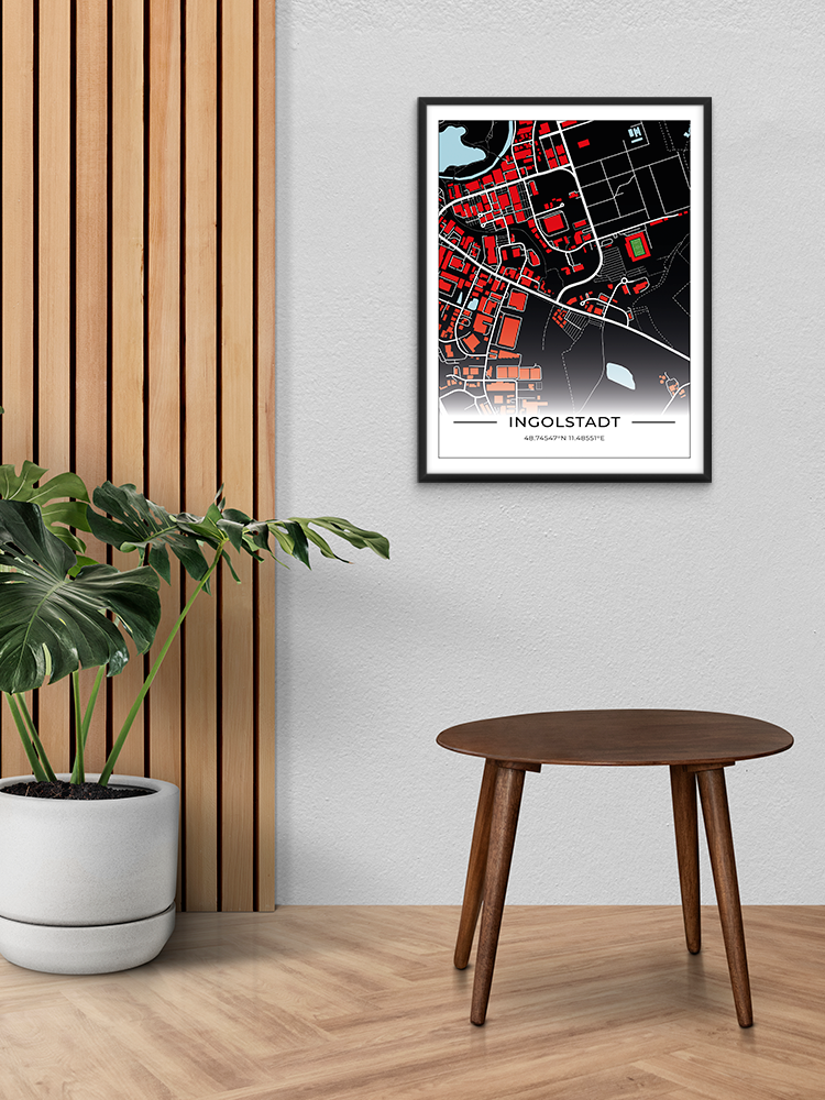 Stadion Poster Ingolstadt, Fußball Karte, Fußball Poster