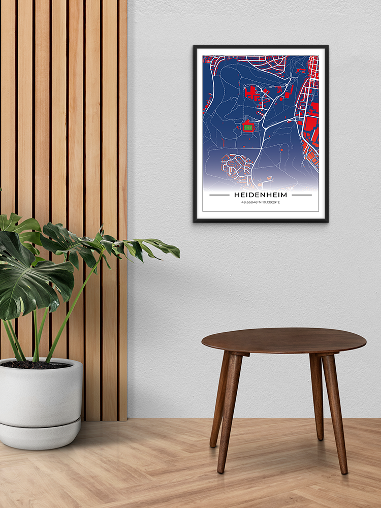 Stadion Poster Heidenheim, Fußball Karte, Fußball Poster