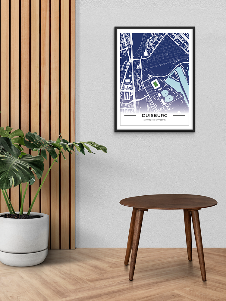 Stadion Poster Duisburg, Fußball Karte, Fußball Poster