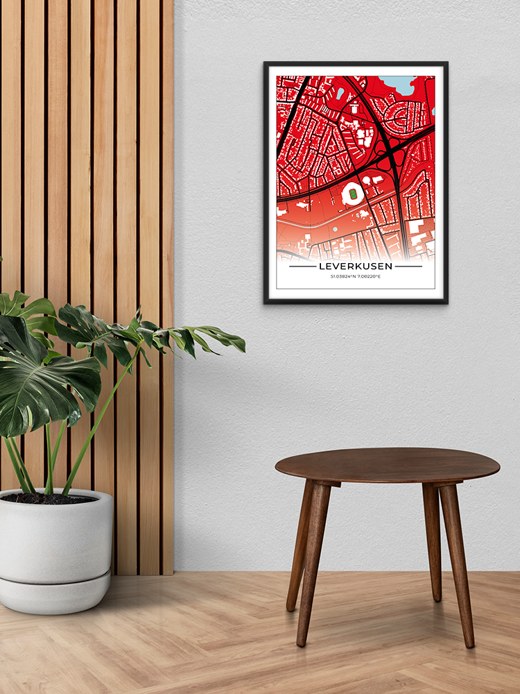 Stadion Poster Leverkusen, Fußball Karte, Fußball Poster