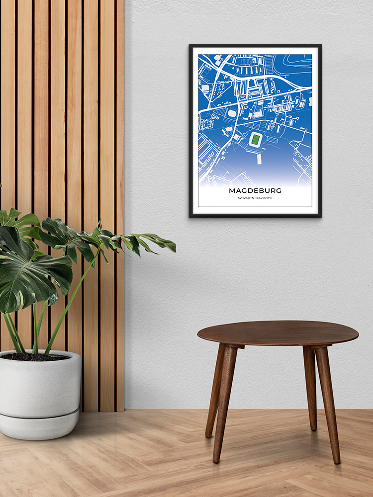 Stadion Poster Magdeburg, Fußball Karte, Fußball Poster
