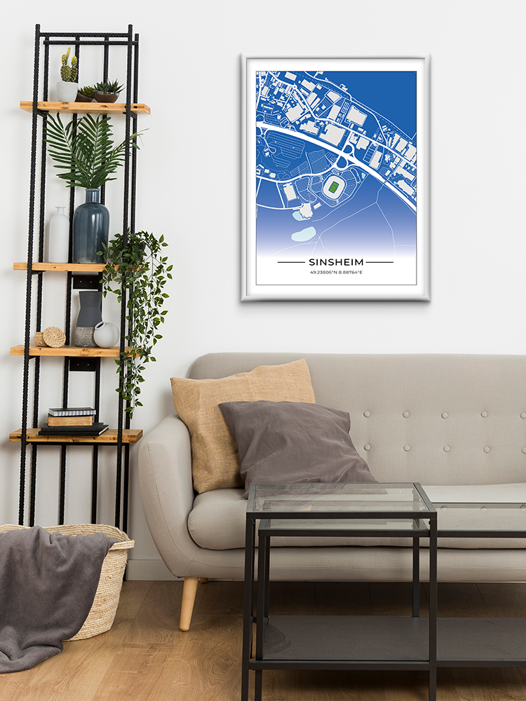 Stadion Poster Sinsheim (Hoffenheim), Fußball Karte, Fußball Poster