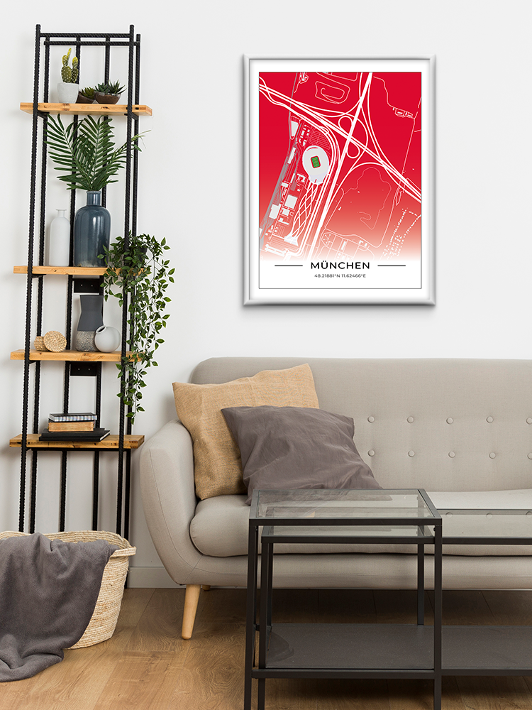 Stadion Poster München, Fußball Karte, Fußball Poster