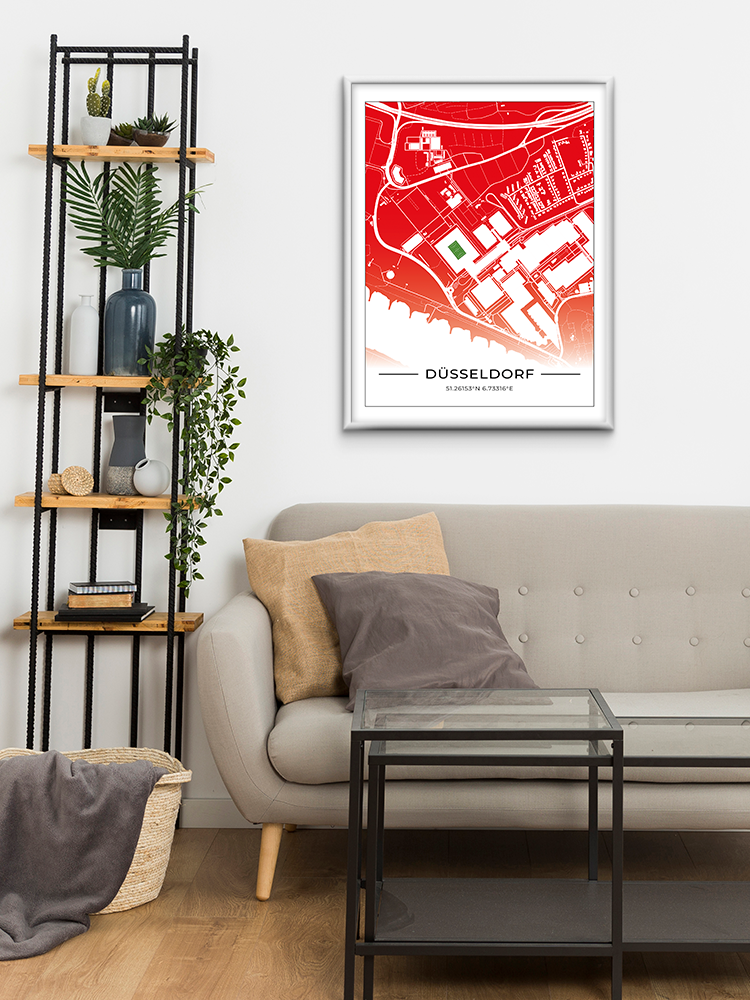 Stadion Poster Düsseldorf, Fußball Karte, Fußball Poster