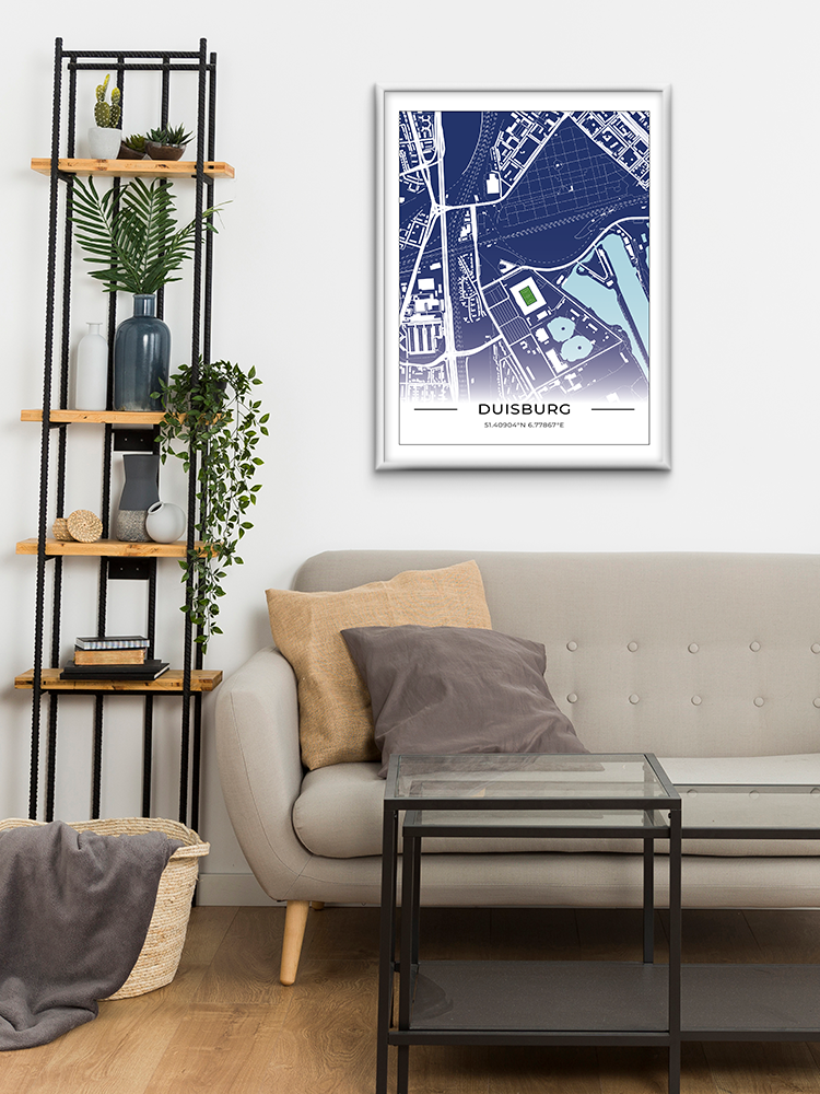 Stadion Poster Duisburg, Fußball Karte, Fußball Poster