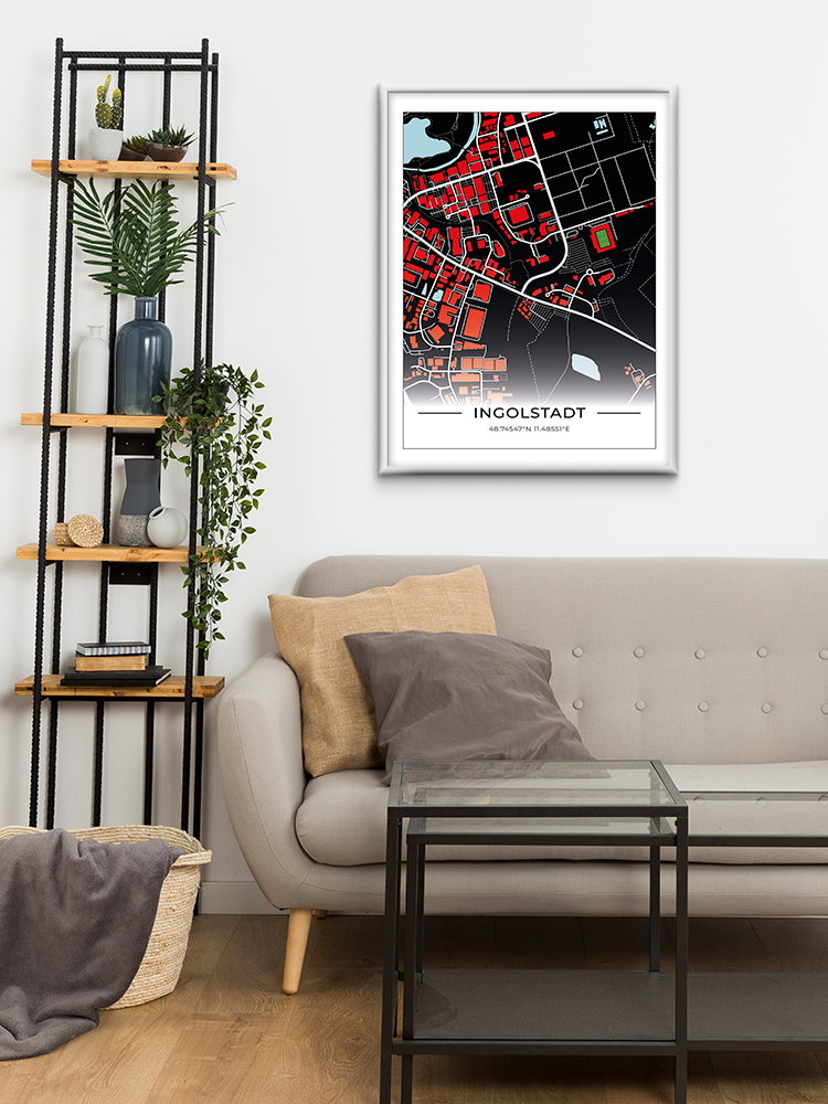Stadion Poster Ingolstadt, Fußball Karte, Fußball Poster