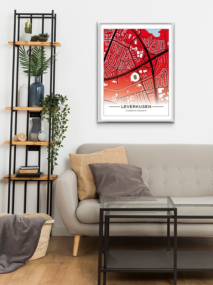 Stadion Poster Leverkusen, Fußball Karte, Fußball Poster