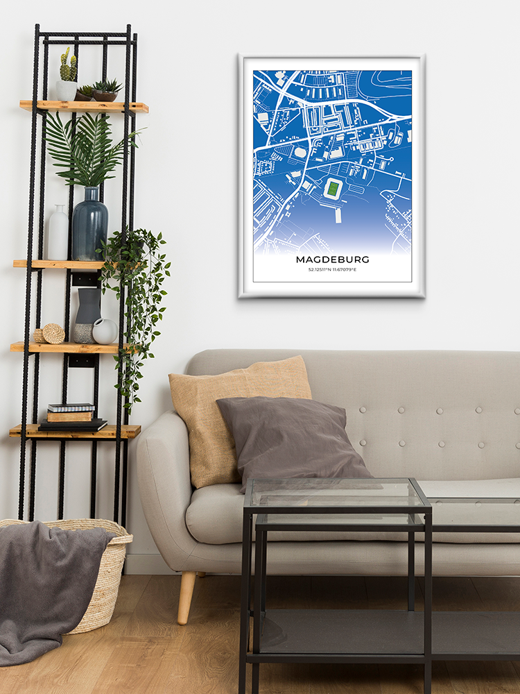 Stadion Poster Magdeburg, Fußball Karte, Fußball Poster