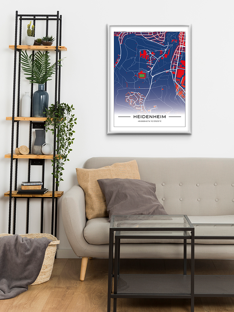Stadion Poster Heidenheim, Fußball Karte, Fußball Poster