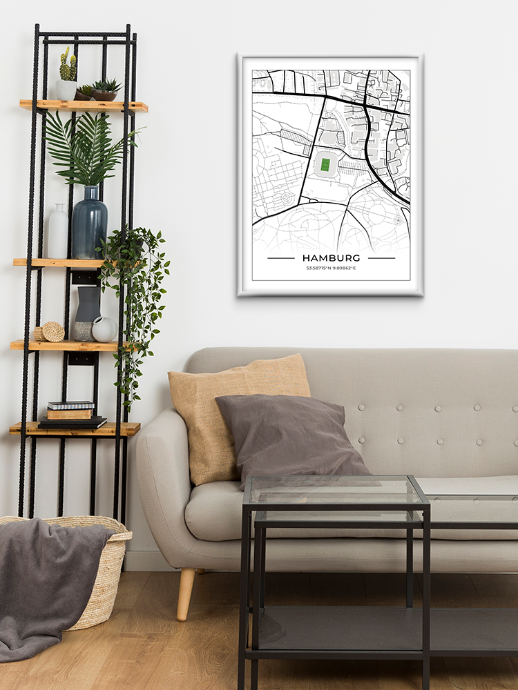 Stadion Poster Hamburg, Fußball Karte, Fußball Poster