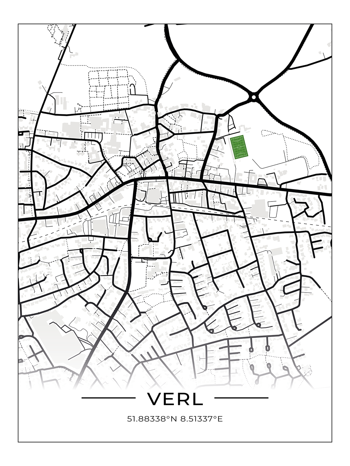Stadion Poster Verl, Fußball Karte, Fußball Poster