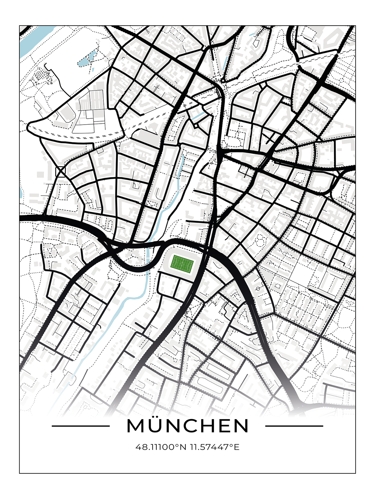 Stadion Poster München - Grünwalder, Fußball Karte, Fußball Poster