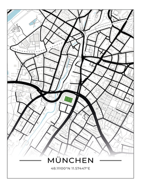 Stadion Poster München - Grünwalder, Fußball Karte, Fußball Poster