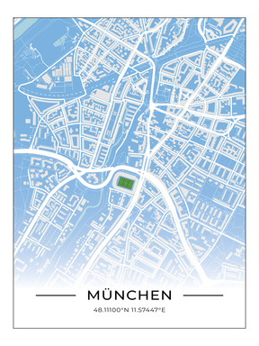 Stadion Poster München - Grünwalder, Fußball Karte, Fußball Poster
