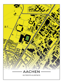 Stadion Poster Aachen, Fußball Karte, Fußball Poster