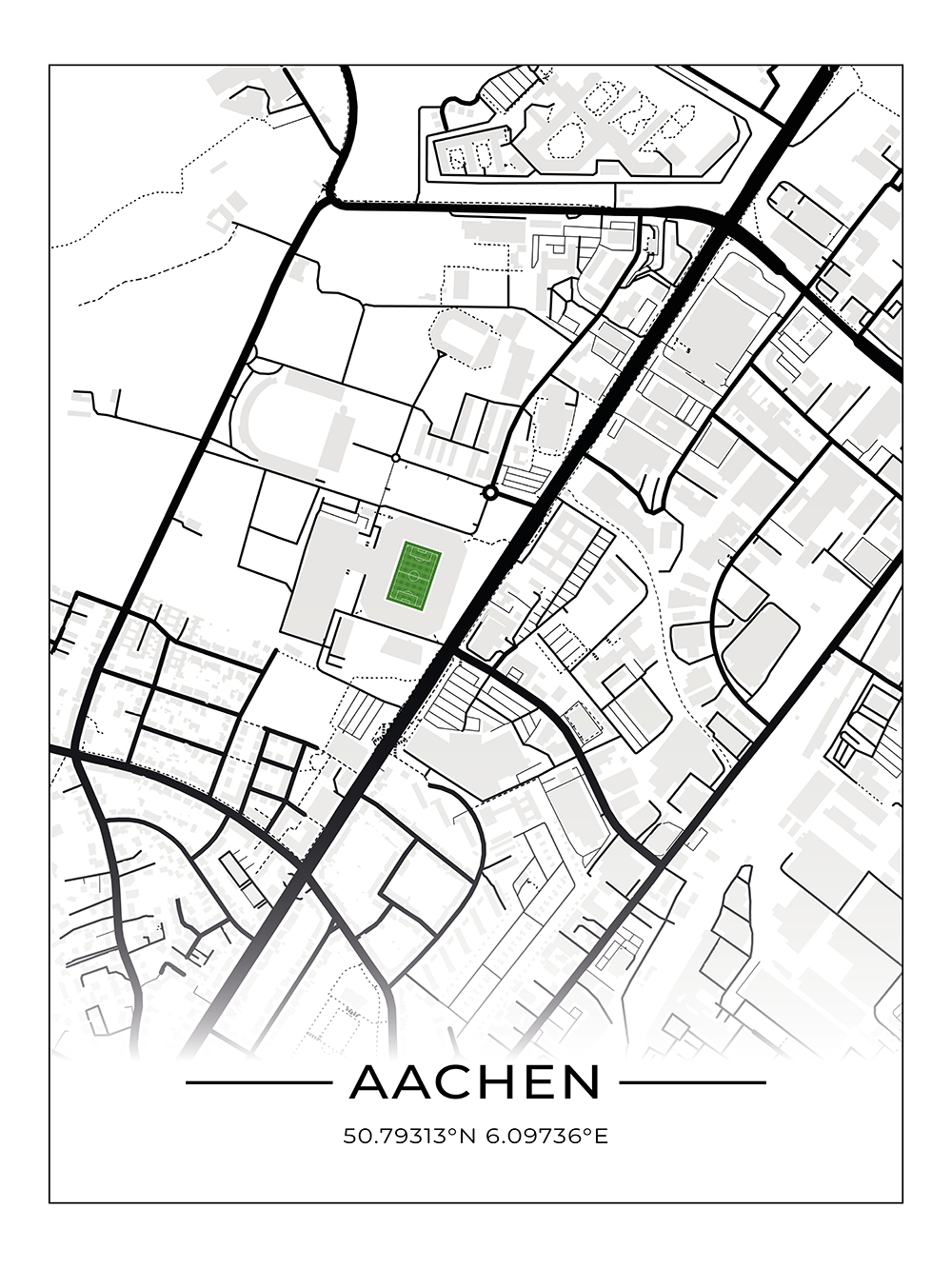 Stadion Poster Aachen, Fußball Karte, Fußball Poster